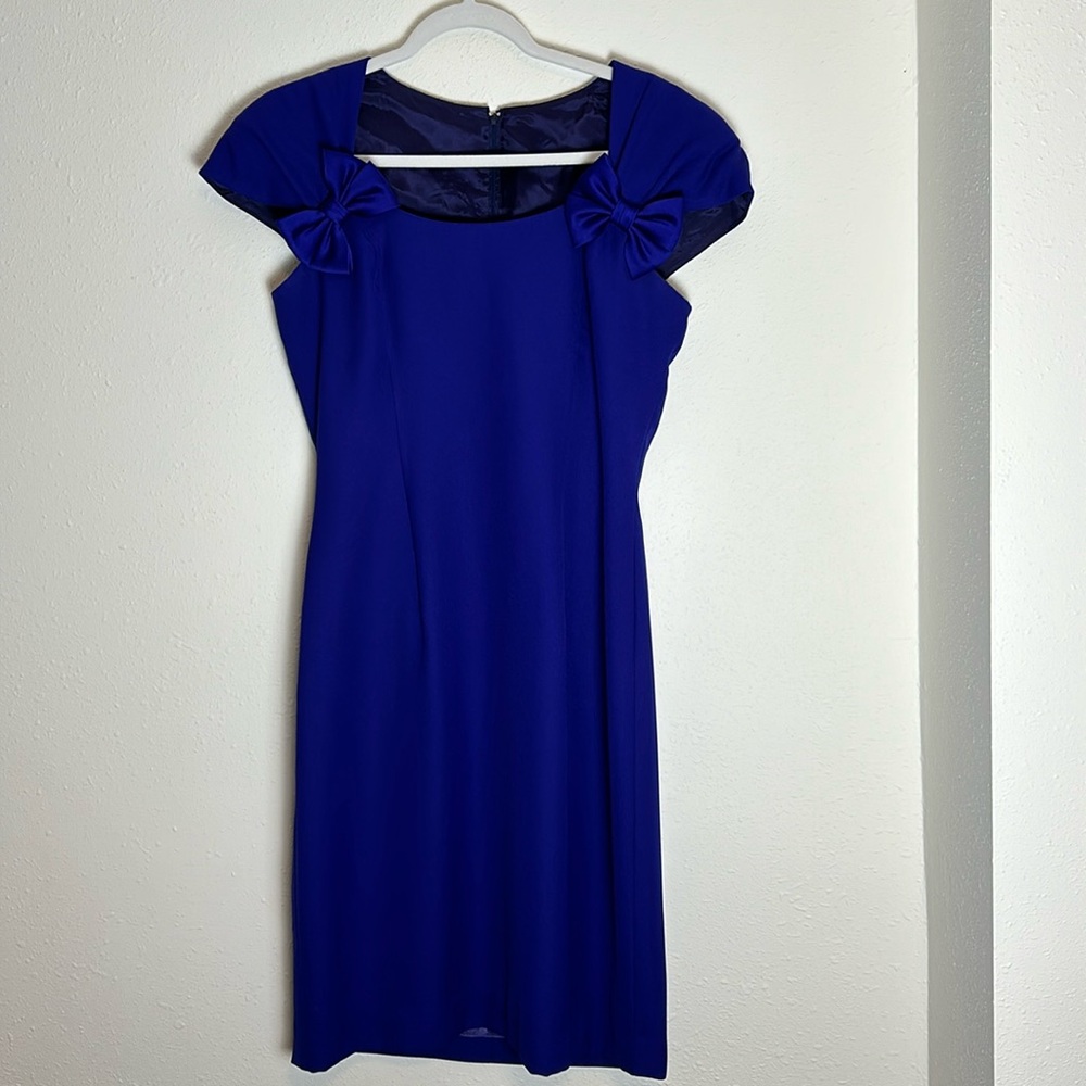 Vintage Victor Costa Romantica Short Sleeve KneeLength Cocktail Dress Royal Blue
